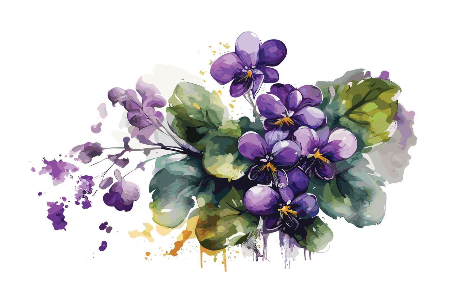 aquarelle vibrant violettes fleur illustration conception vecteur