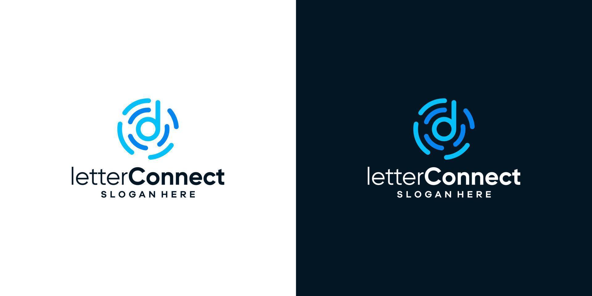 connecté cercle forme logo conception modèle avec initiale lettre ré graphique conception illustration. icône, symbole, créatif. vecteur
