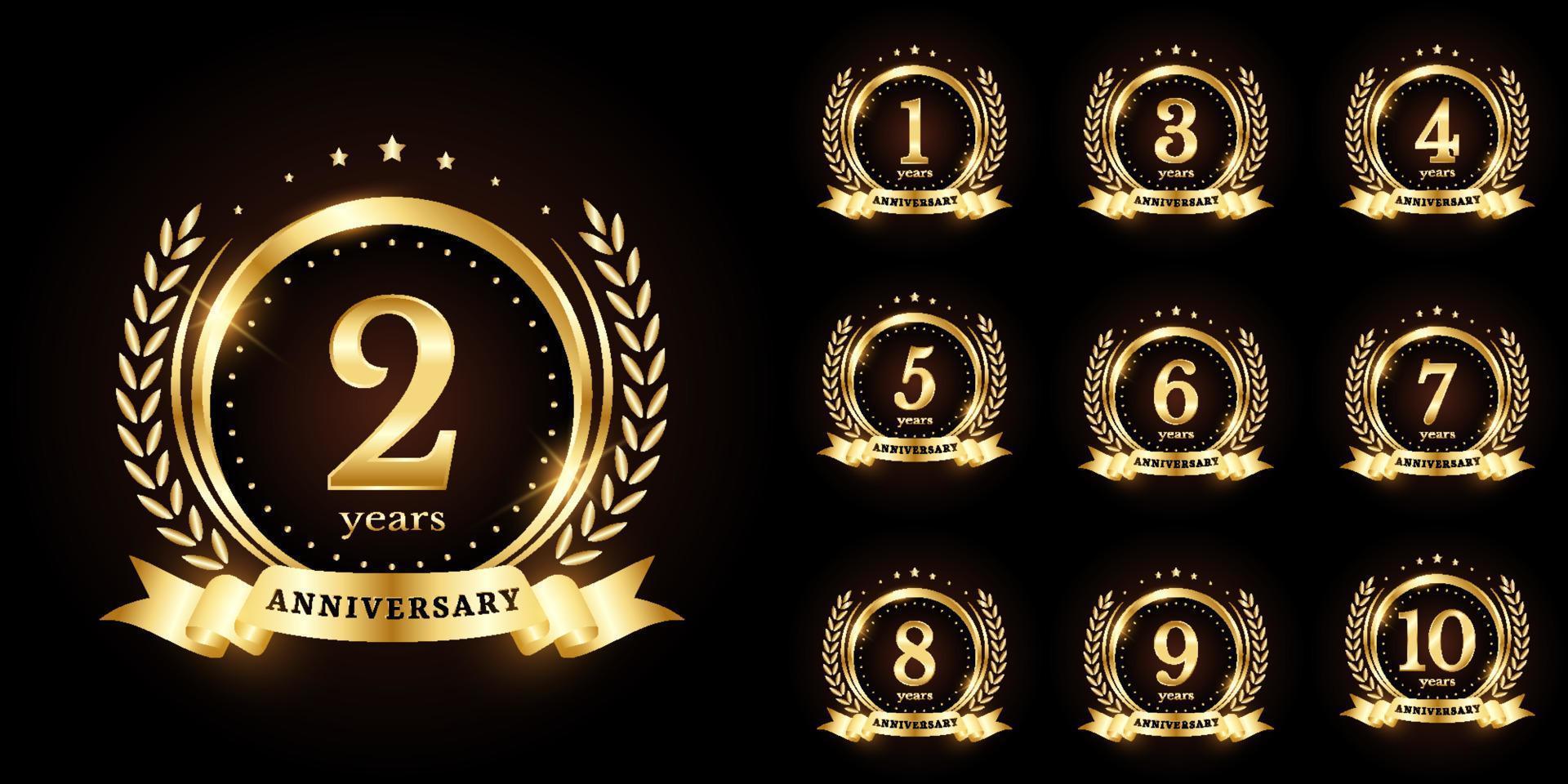 anniversaire d'or luxe nombre emblème logo symbole vecteur graphique badge pour anniversaire, âge, entreprise entreprise, mariage, certificat, année, un événement
