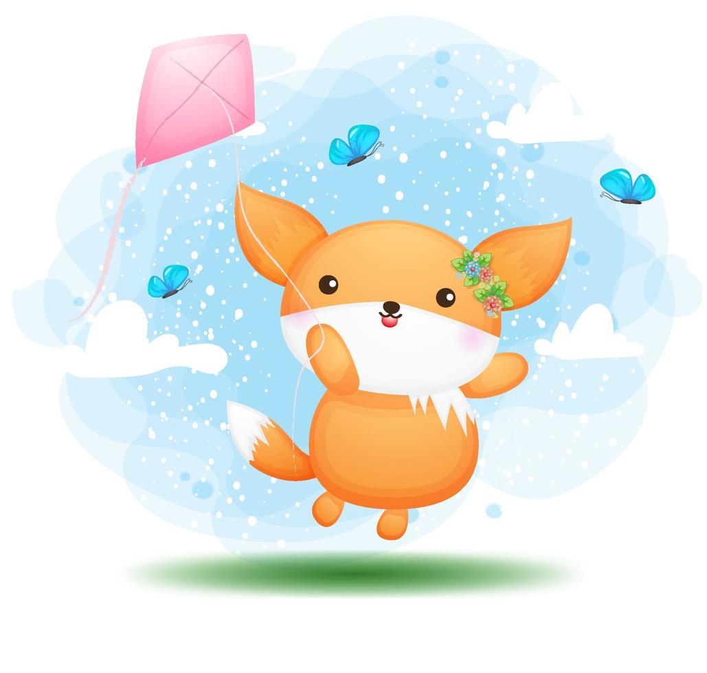 Mignon Griffonnage Girl Bebe Renard Voler A Cerf Volant Dessin Anime Telecharger Vectoriel Gratuit Clipart Graphique Vecteur Dessins Et Pictogramme Gratuit