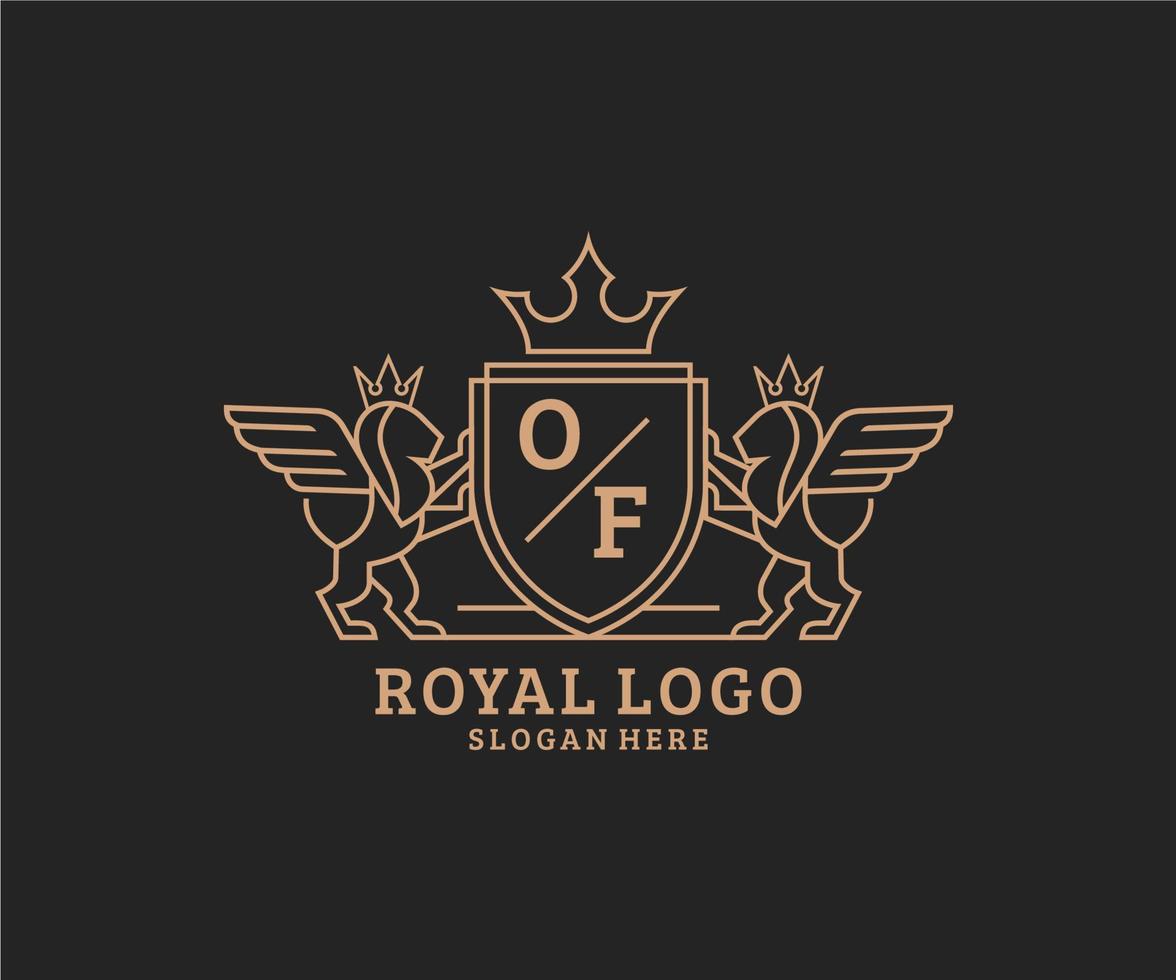 initiale de lettre Lion Royal luxe héraldique, crête logo modèle dans vecteur art pour restaurant, royalties, boutique, café, hôtel, héraldique, bijoux, mode et autre vecteur illustration.