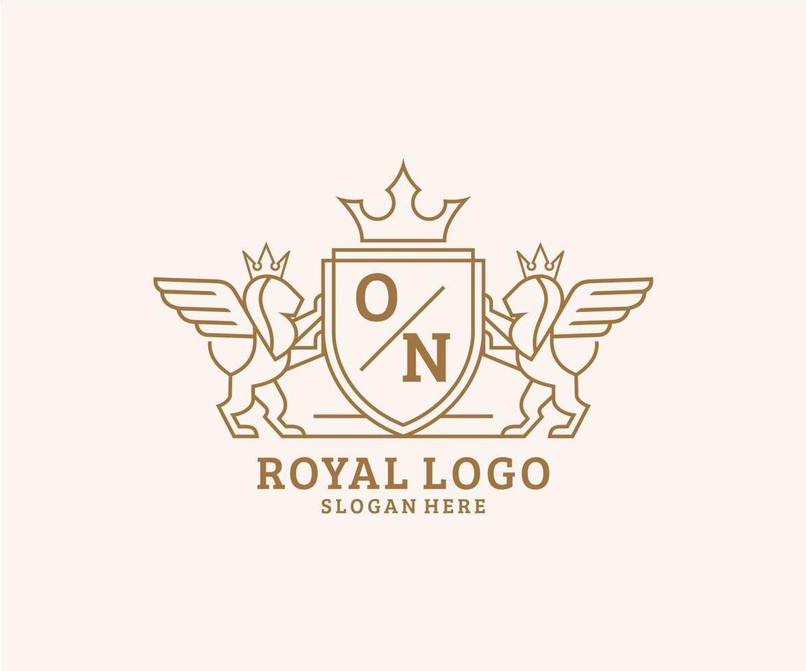 initiale sur lettre Lion Royal luxe héraldique, crête logo modèle dans vecteur art pour restaurant, royalties, boutique, café, hôtel, héraldique, bijoux, mode et autre vecteur illustration.
