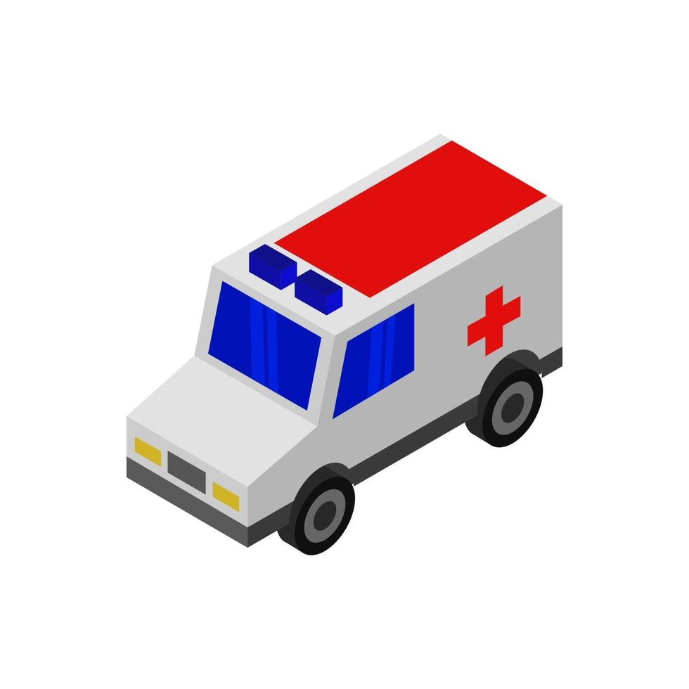 ambulance isométrique sur fond vecteur