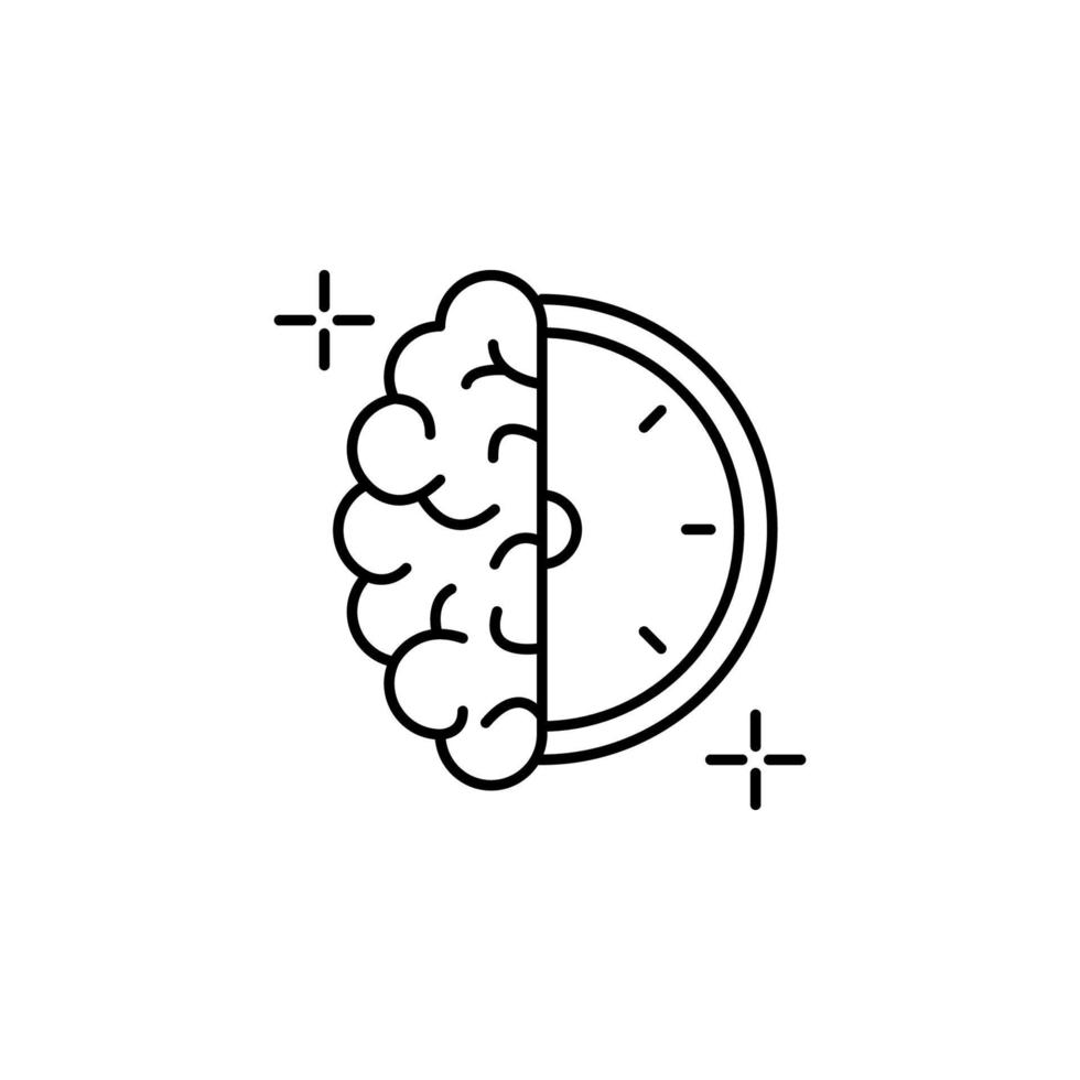 l'horloge cerveau vecteur icône