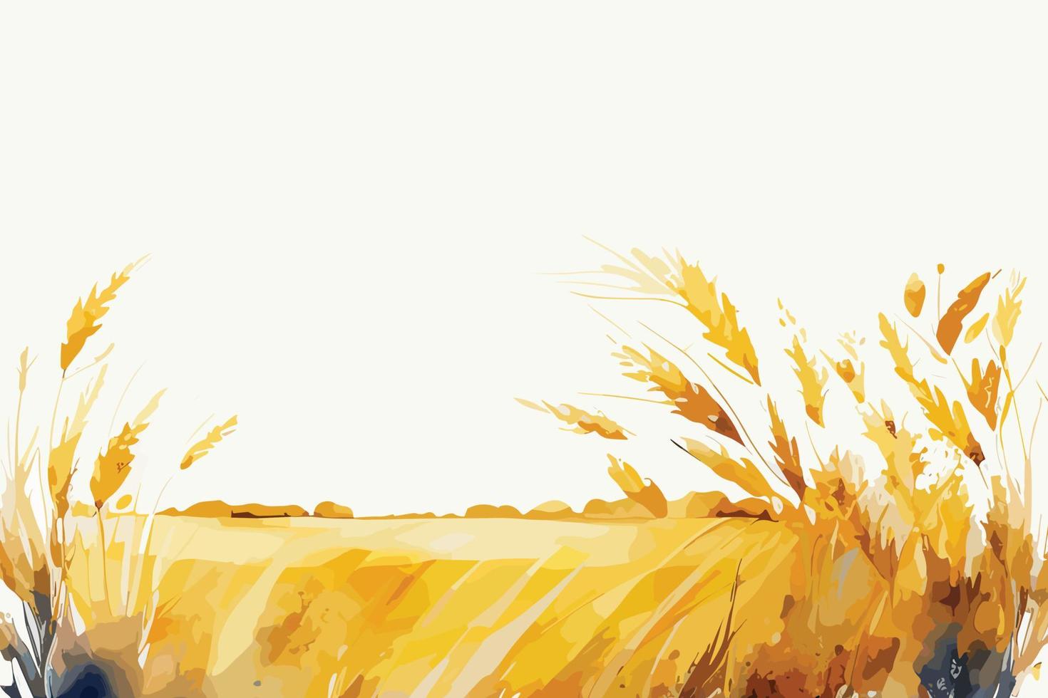 aquarelle d'or des champs avec cultures illustration conception vecteur