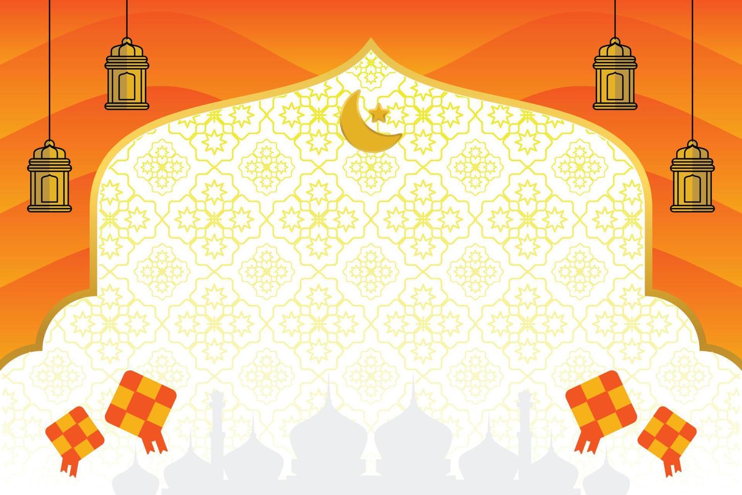 modifiable eid vente bannière modèle. avec diamant ornements, lune, étoiles, lanternes et le silhouette de une mosquée. conception pour social médias, affiche, salutation carte, internet. islamique vecteur illustration