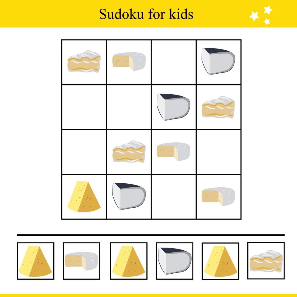 sudoku pour des gamins avec fromage. éducatif Jeu pour les enfants vecteur