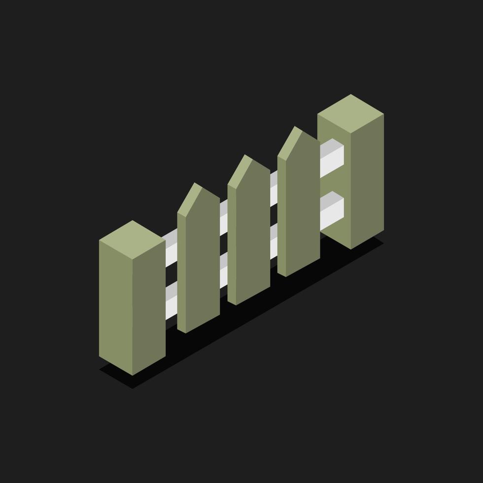 clôture isométrique sur fond vecteur