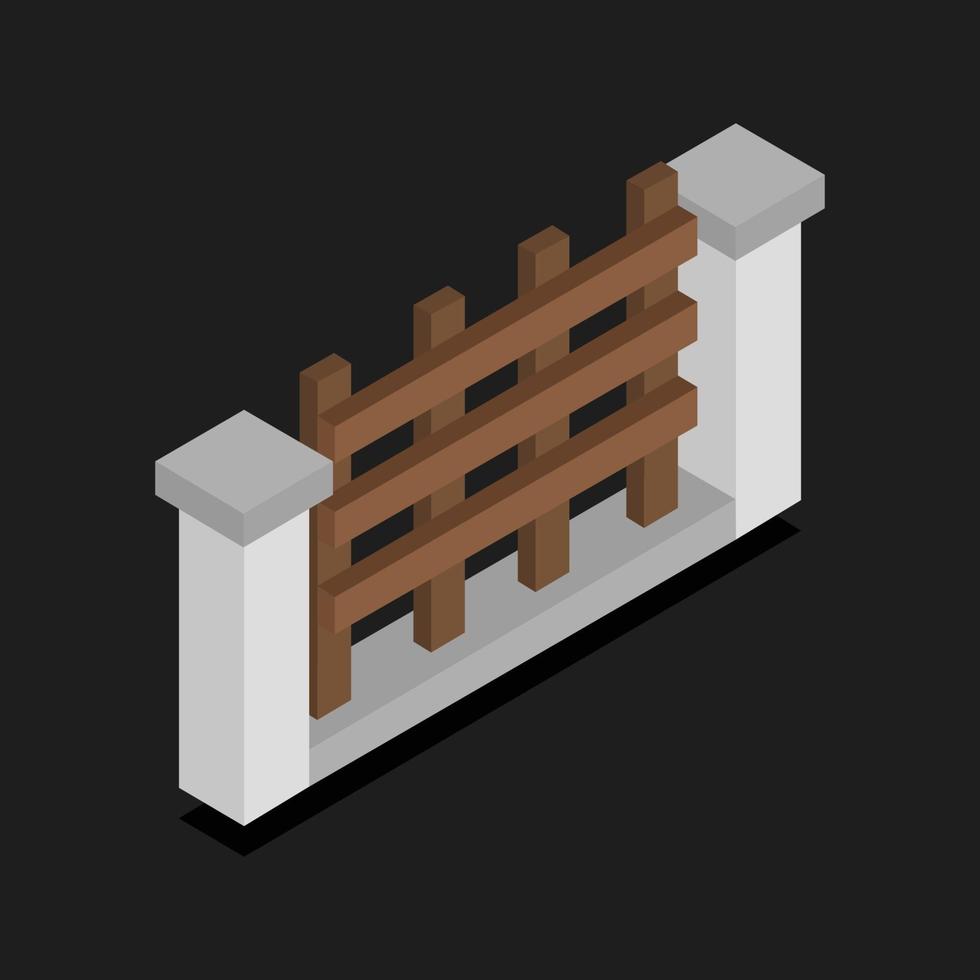 clôture isométrique sur fond vecteur