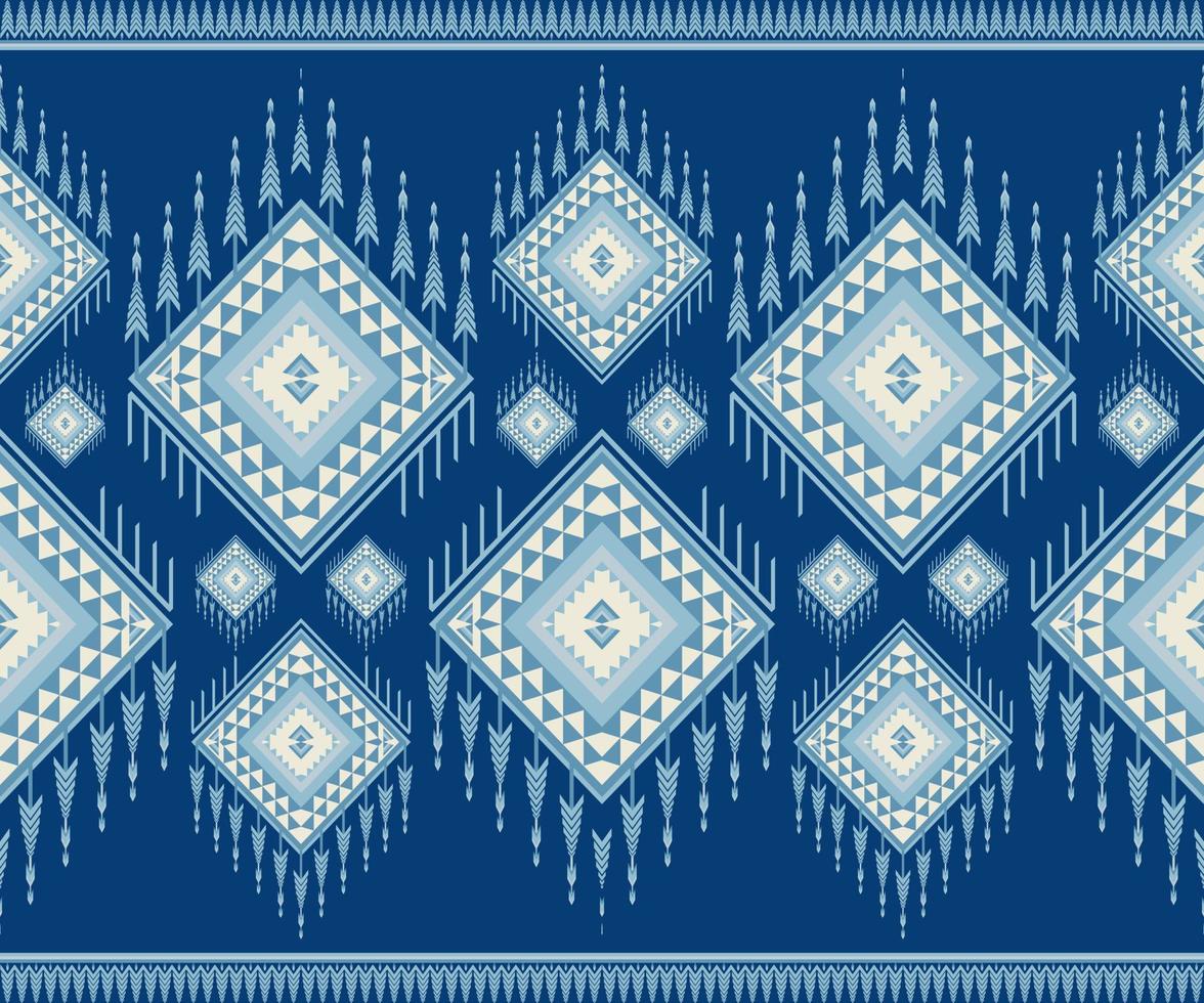 ethnique populaire géométrique sans couture modèle dans indigo bleu Ton dans vecteur illustration conception pour tissu, tapis, tapis, foulard, emballage papier, tuile et plus