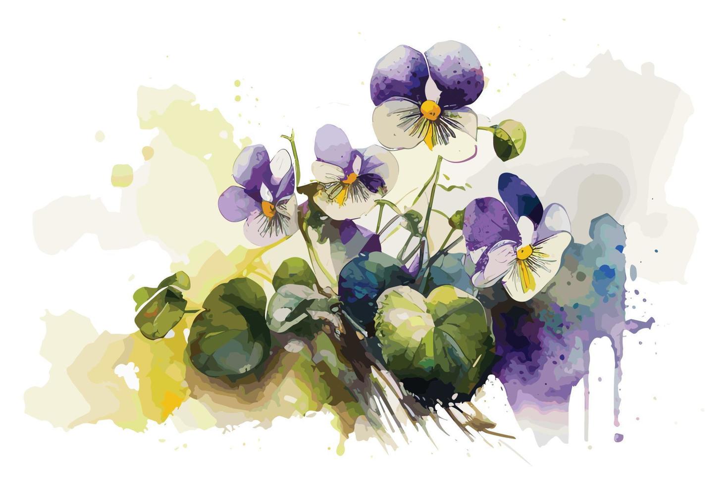 aquarelle vibrant violettes fleur illustration pour social médias les publicités, affiches, bannières, et livre couvertures conception vecteur