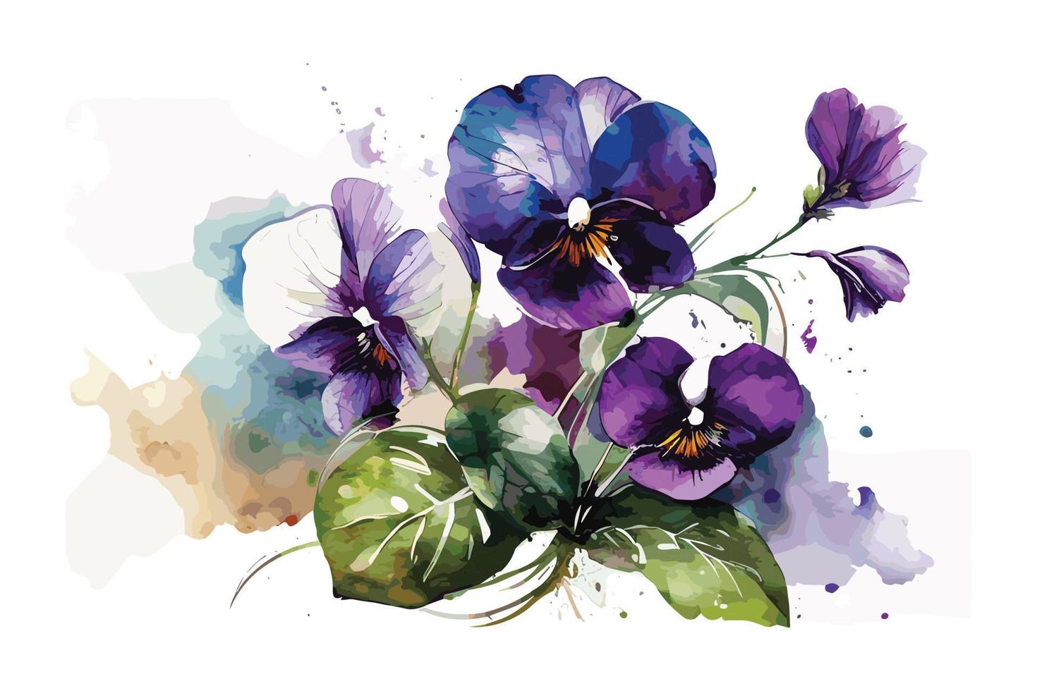 aquarelle vibrant violettes fleur illustration pour social médias les publicités, affiches, bannières, et livre couvertures conception vecteur