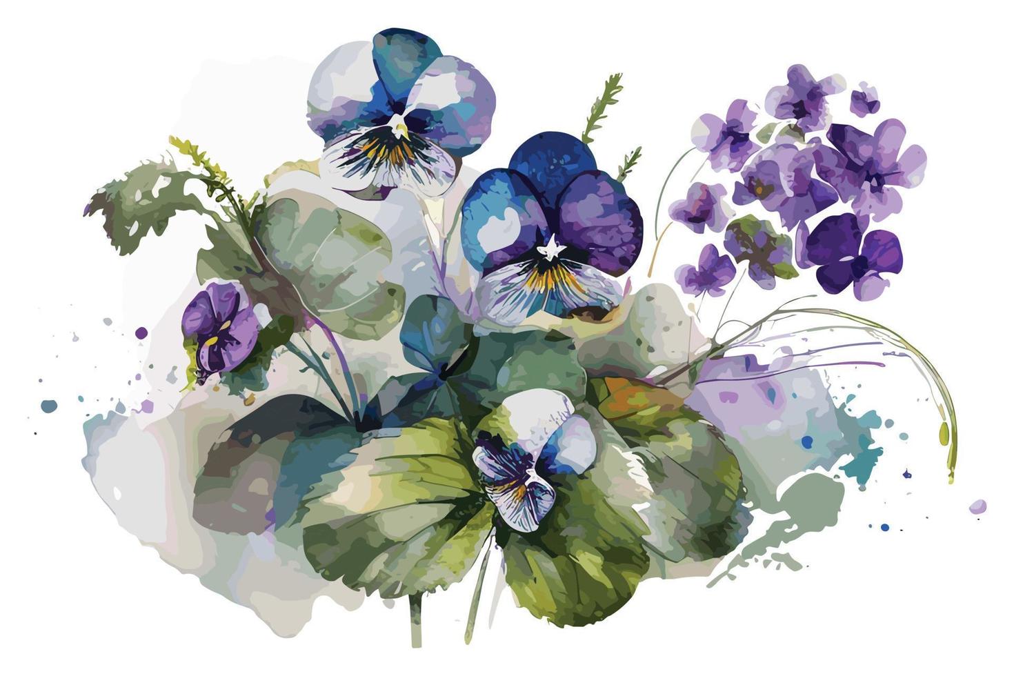 aquarelle vibrant violettes fleur illustration pour social médias les publicités, affiches, bannières, et livre couvertures conception vecteur