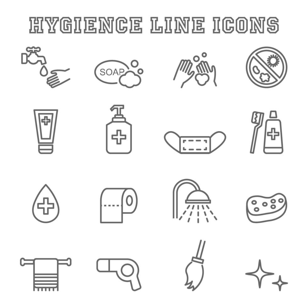 icônes de ligne d'hygiène vecteur