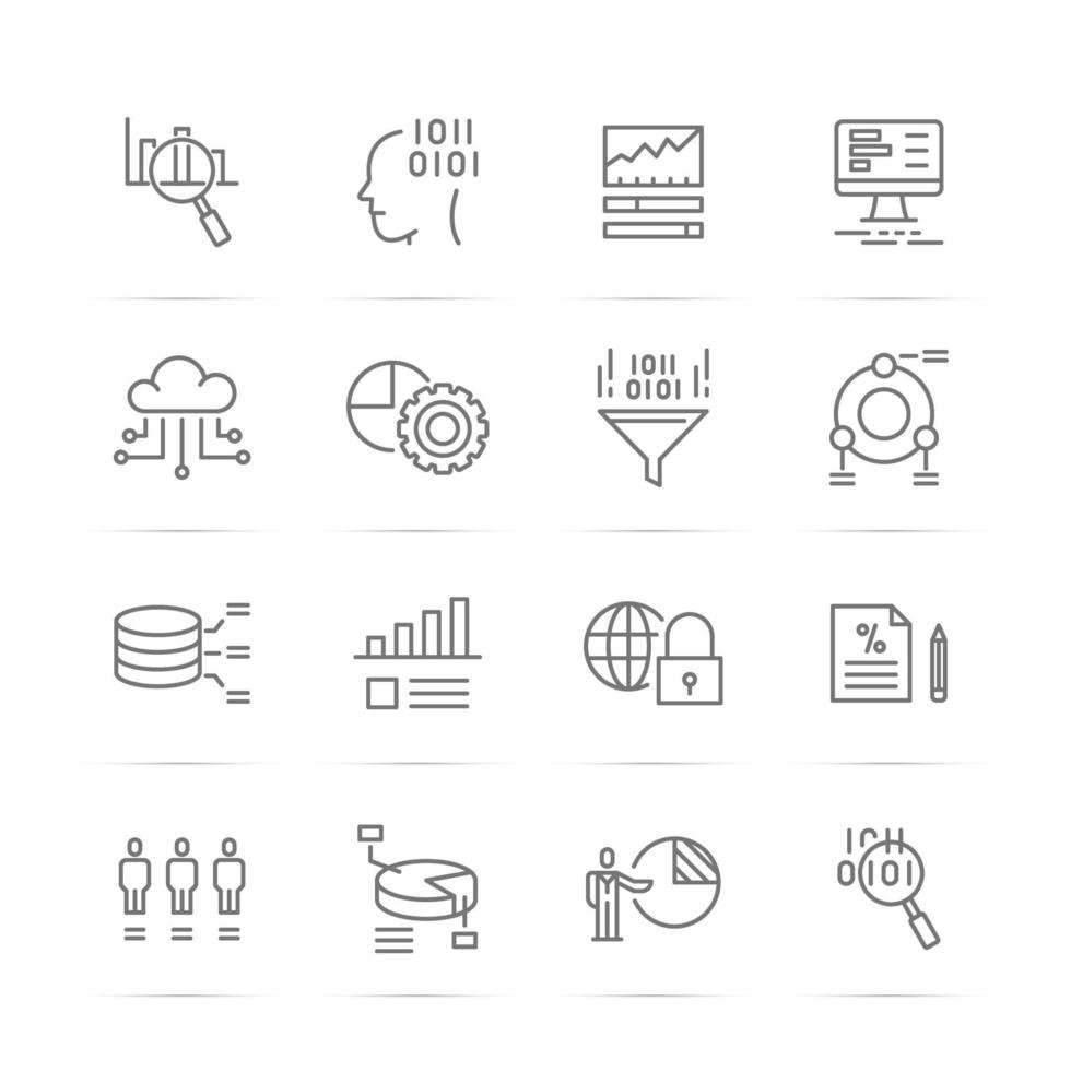 icônes de ligne vectorielle analyse de données vecteur