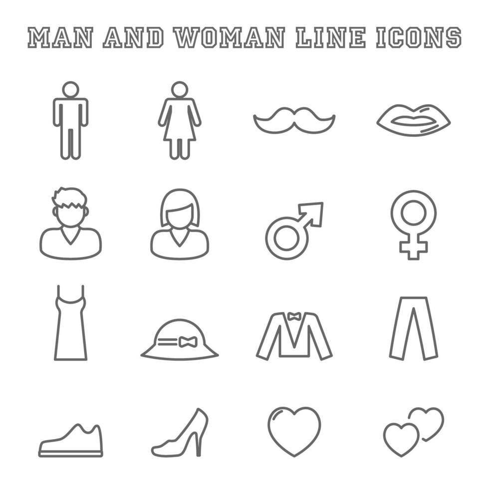 icônes de ligne homme et femme vecteur