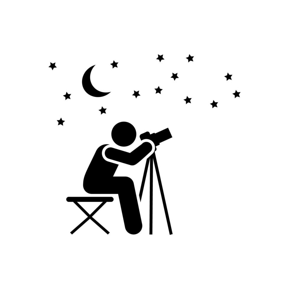 regardeur, nuit, étoile, nuit, la photographie pictogramme vecteur icône
