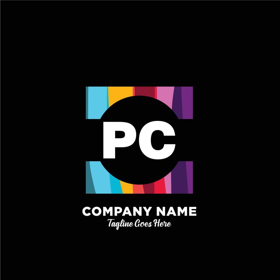 PC initiale logo avec coloré modèle vecteur. vecteur