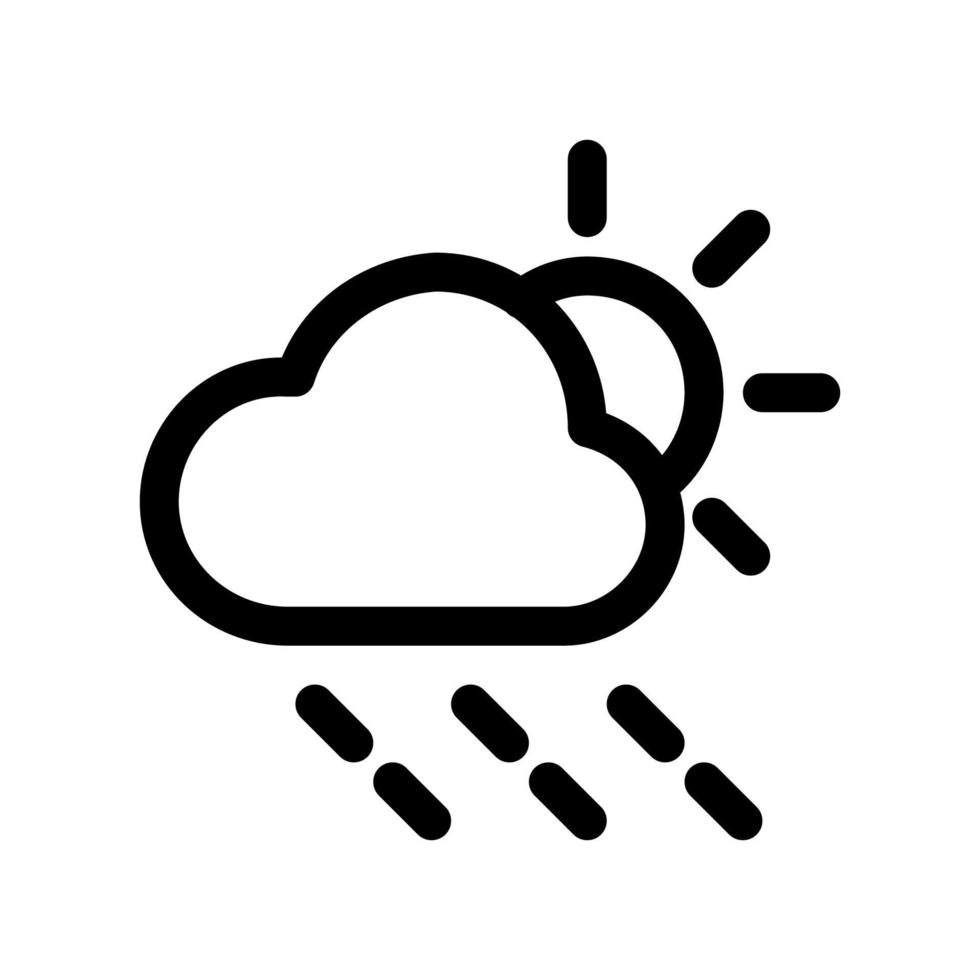 icône de contour de pluie et soleil. élément noir et blanc de l'ensemble weater dédié, vecteur linéaire