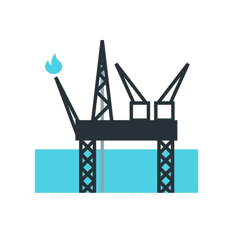 icône d'extraction de pétrole en mer. élément de l'ensemble dédié à la production, au traitement et au transport du pétrole et du gaz. vecteur
