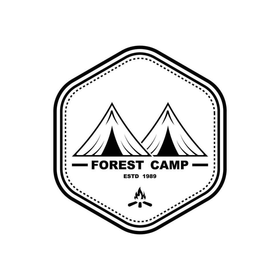 forêt camp logo conception, Extérieur logo, aventure logo modèle vecteur