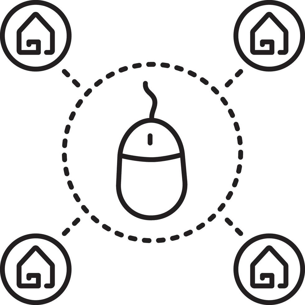 icône de ligne pour l & # 39; immobilier en ligne vecteur