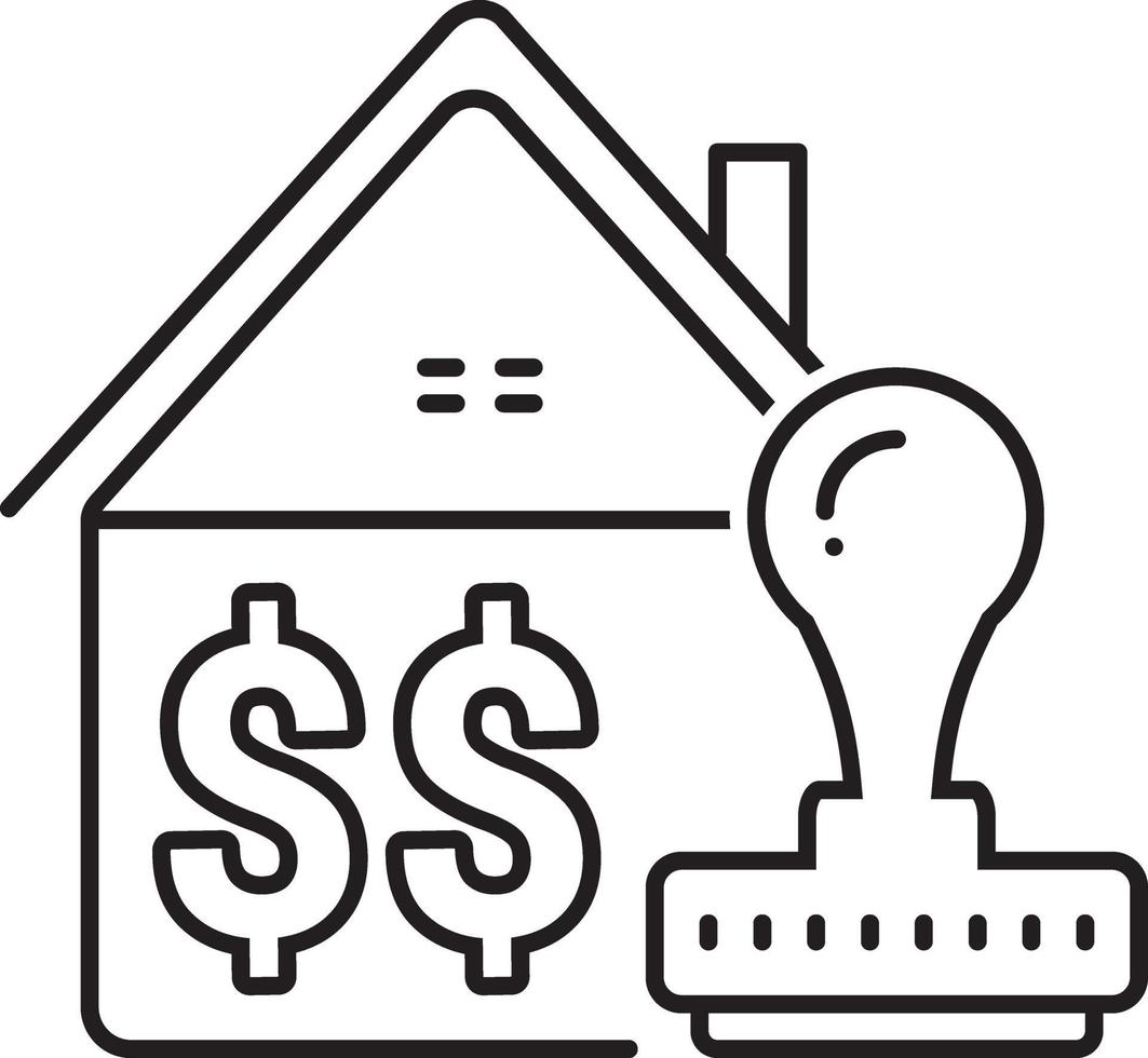 icône de ligne pour prêt immobilier approuvé vecteur
