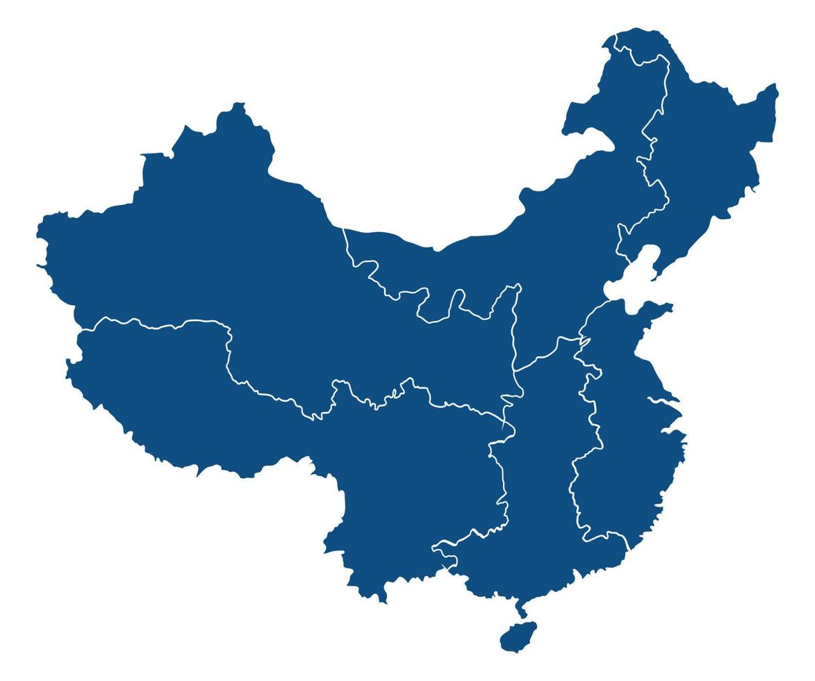 Chine carte avec six administratif Régions vecteur