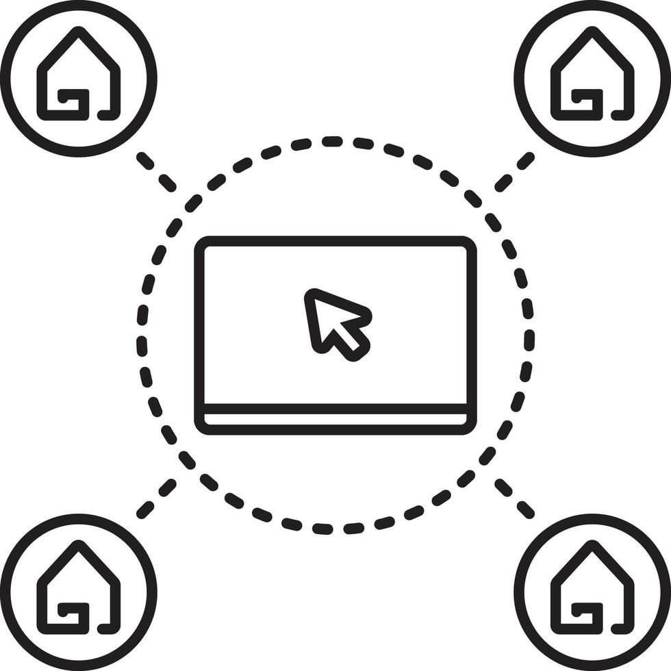 icône de ligne pour le support en ligne immobilier vecteur