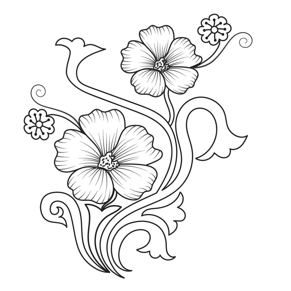 ensemble de différents fleur ligne sur blanc Contexte. fleurs dessin avec dessin au trait sur blanc arrière-plans. vecteur