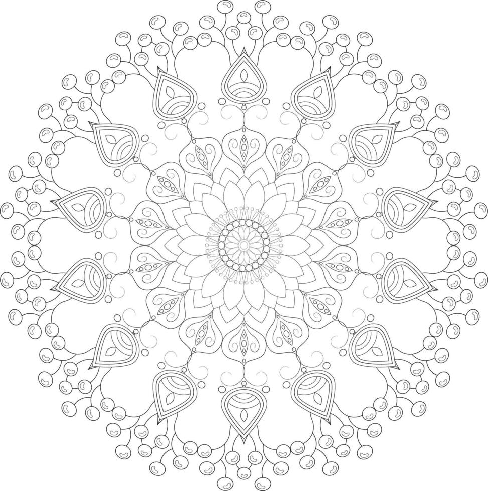 vecteur dessin pour coloration livre. géométrique floral modèle. contour dessin sur une blanc Contexte. mandala.