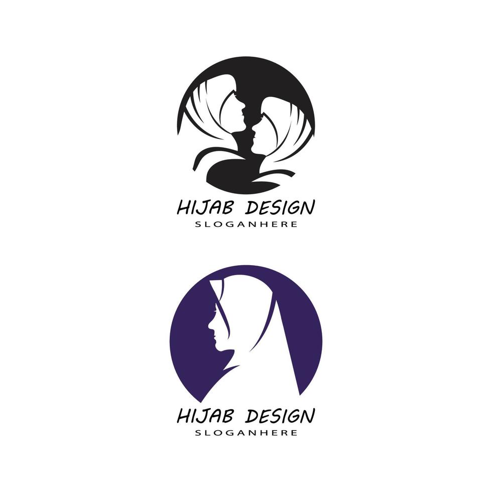 muslimah hijab logo modèle vector illustration design set