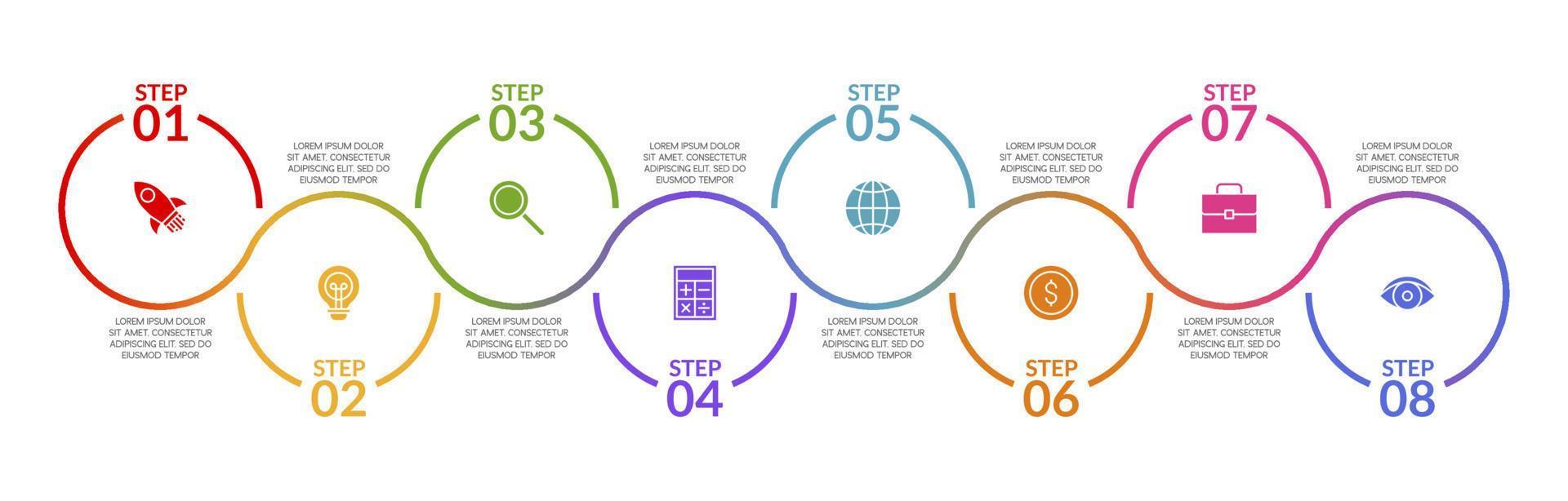 infographie conception modèle et Icônes avec 8 les options ou 8 pas vecteur