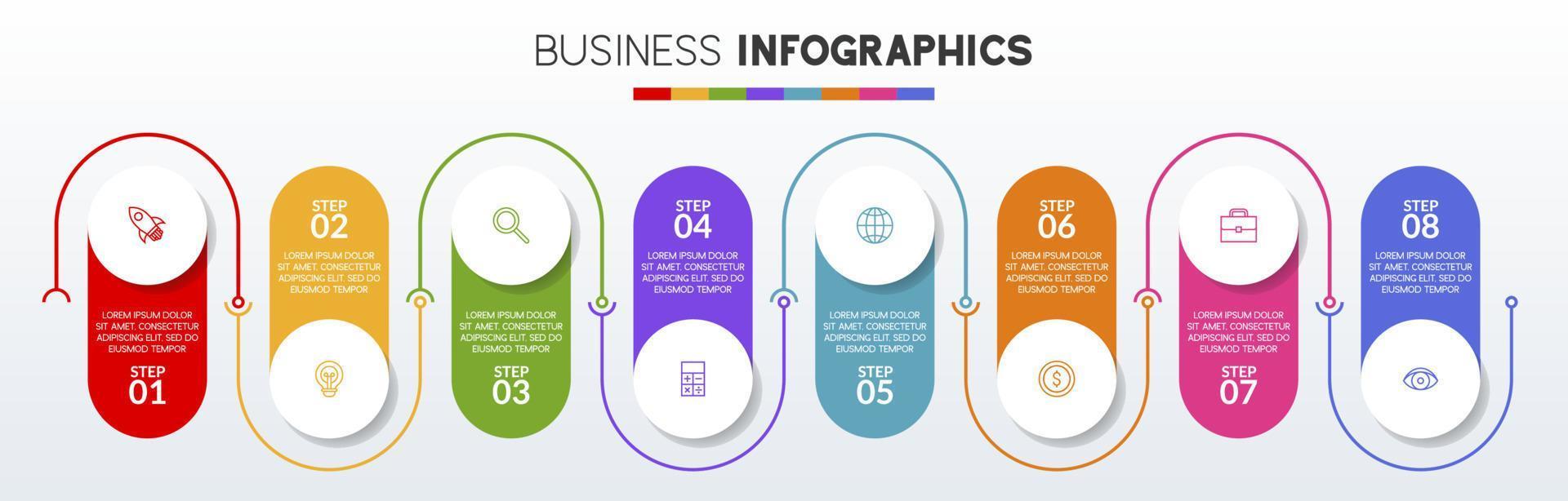 infographie conception modèle et Icônes avec 8 les options ou 8 pas vecteur