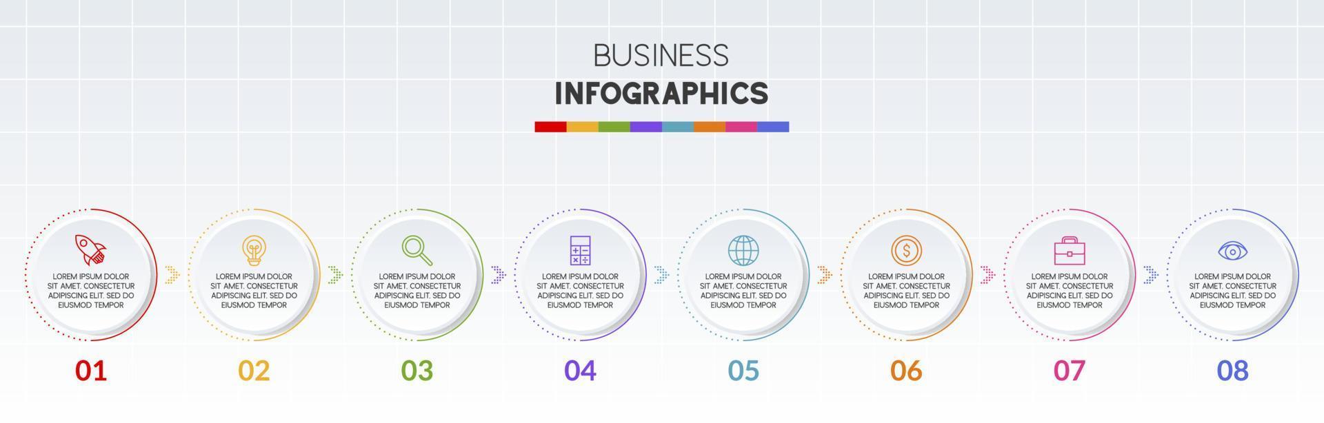 infographie conception modèle et Icônes avec 8 les options ou 8 pas vecteur