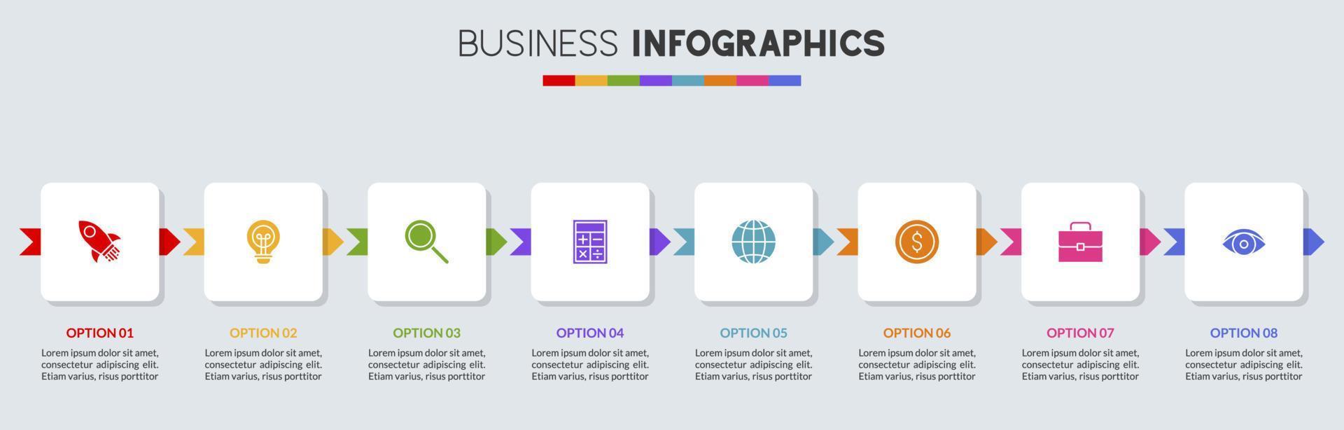 infographie conception modèle et Icônes avec 8 les options ou 8 pas vecteur