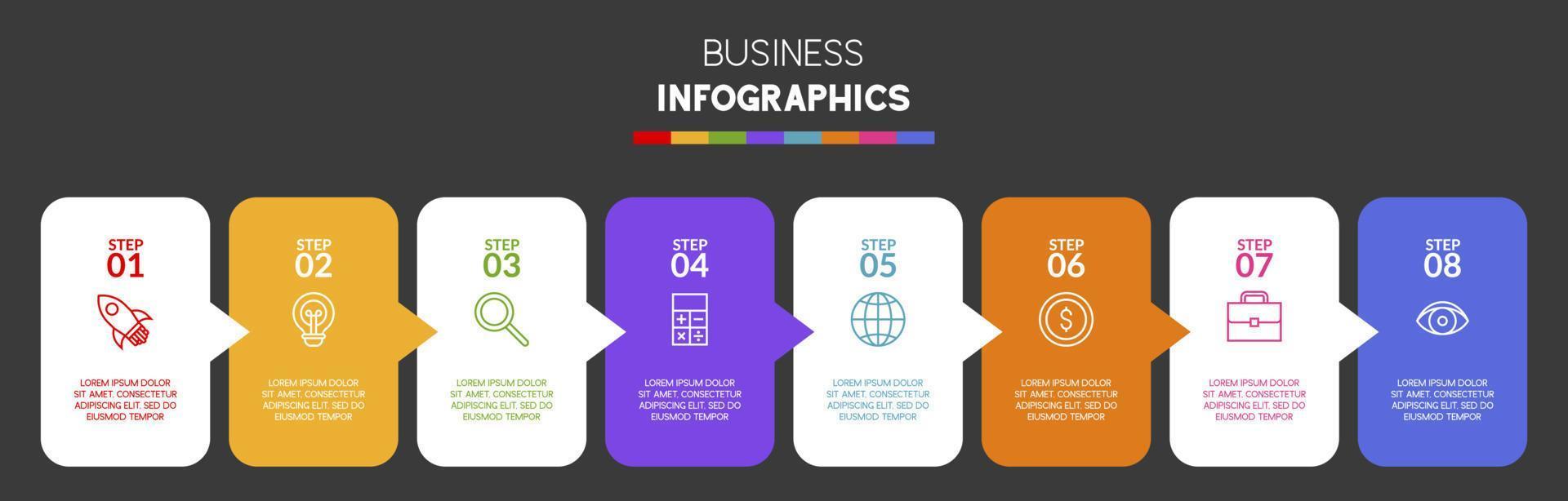 infographie conception modèle et Icônes avec 8 les options ou 8 pas vecteur