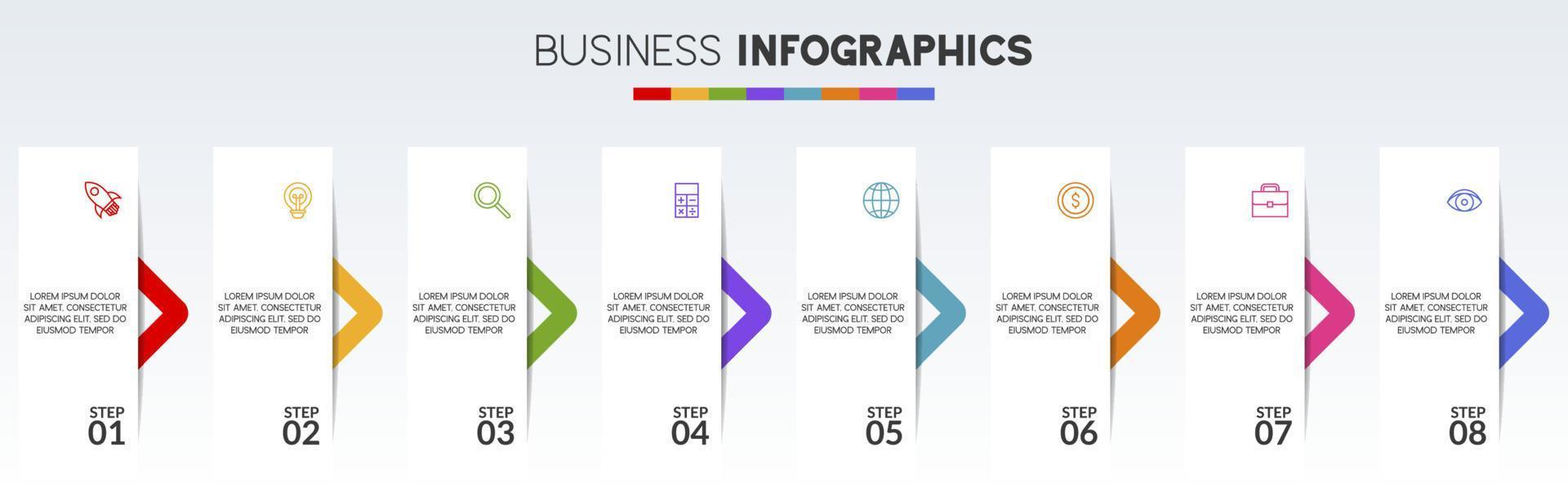 infographie conception modèle et Icônes avec 8 les options ou 8 pas vecteur