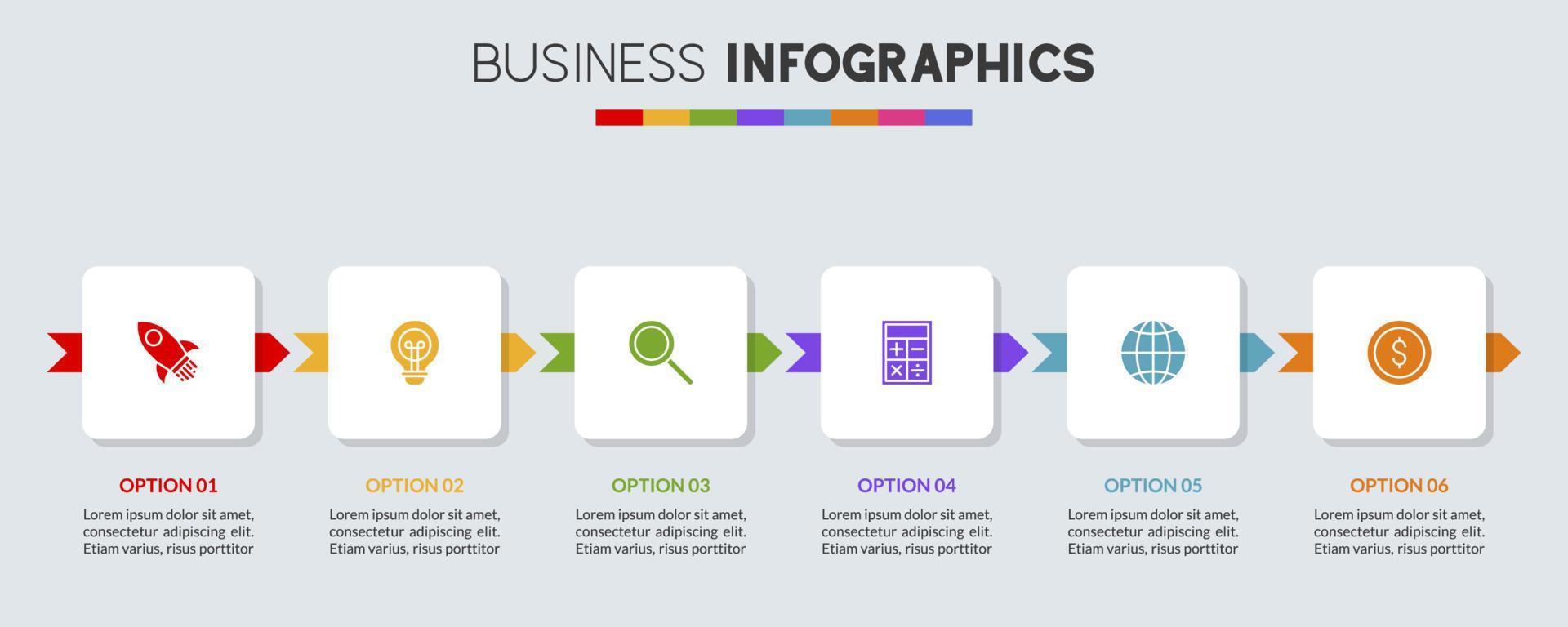 infographie conception modèle et Icônes avec 6 les options ou 6 pas vecteur