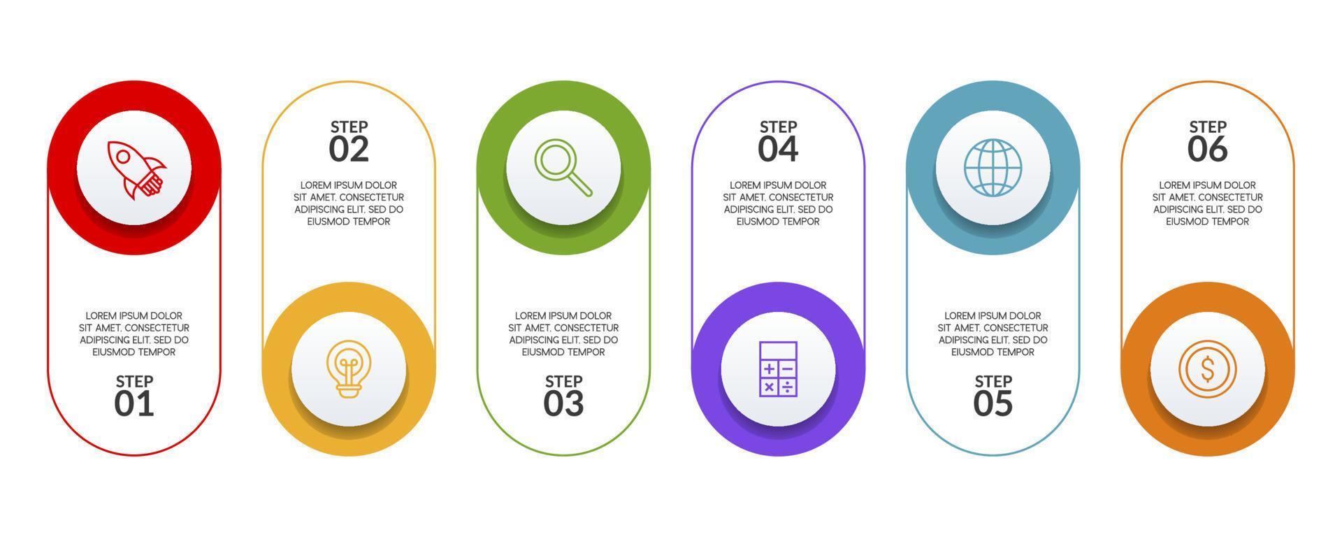 infographie conception modèle et Icônes avec 6 les options ou 6 pas vecteur