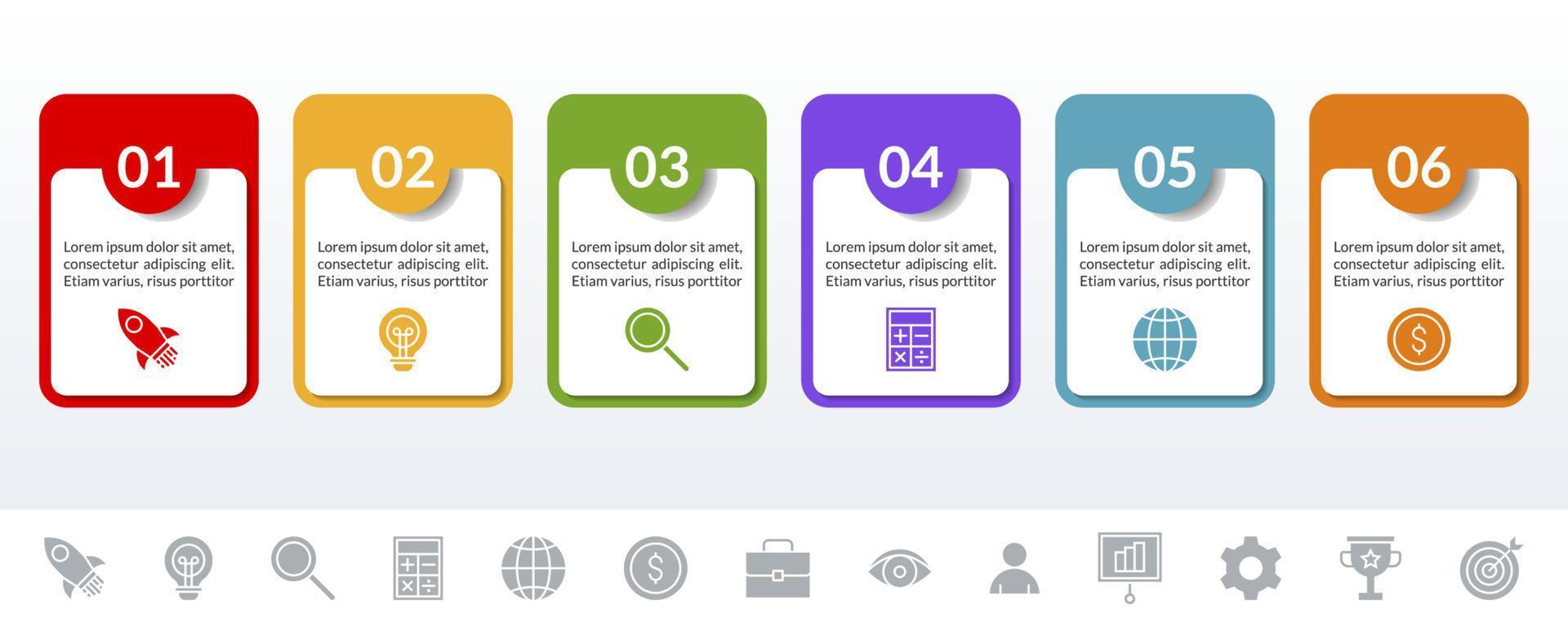 infographie conception modèle et Icônes avec 6 les options ou 6 pas vecteur