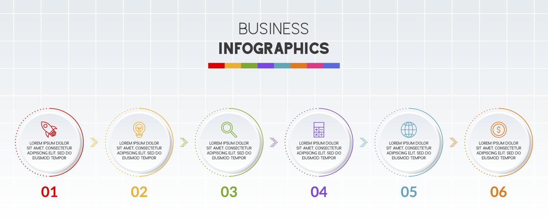 infographie conception modèle et Icônes avec 6 les options ou 6 pas vecteur