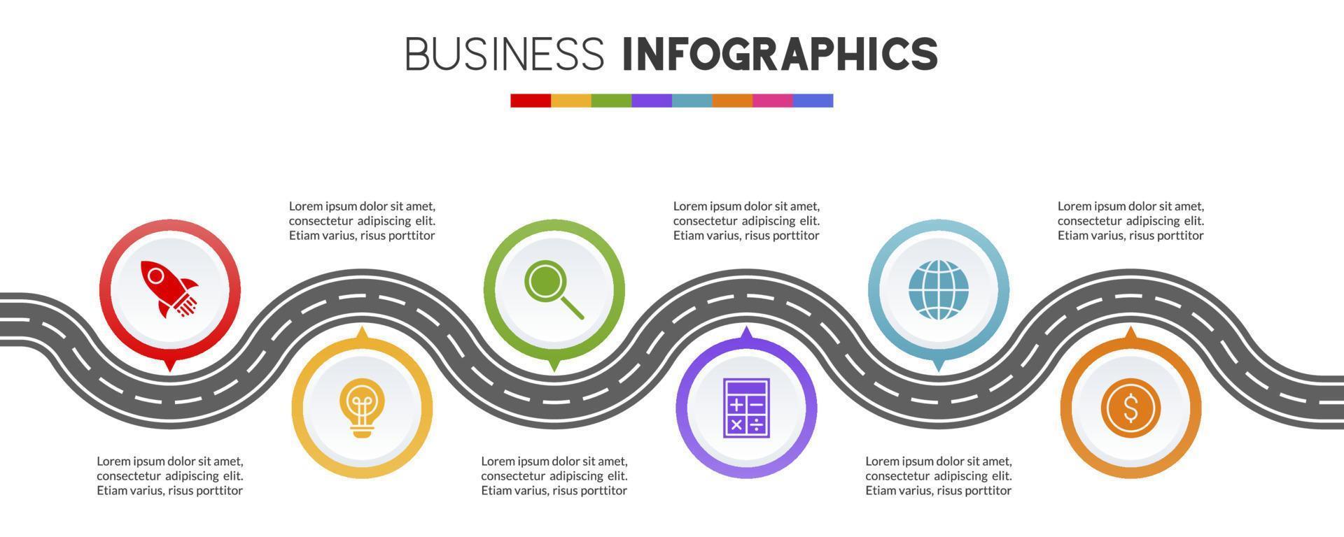 infographie conception modèle et Icônes avec 6 les options ou 6 pas vecteur