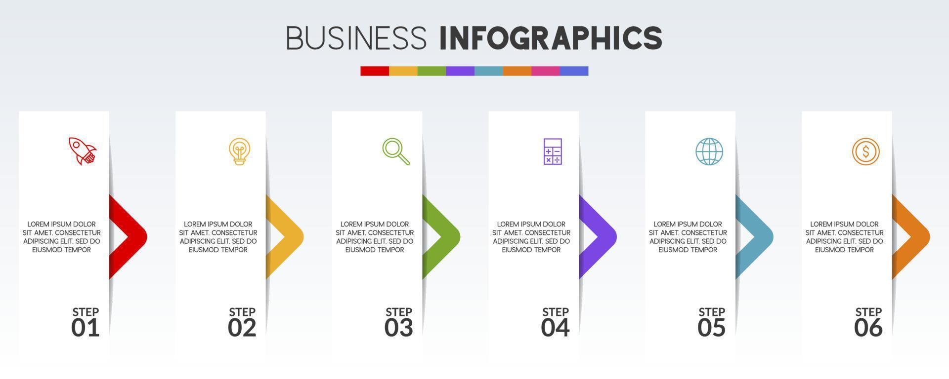 infographie conception modèle et Icônes avec 6 les options ou 6 pas vecteur