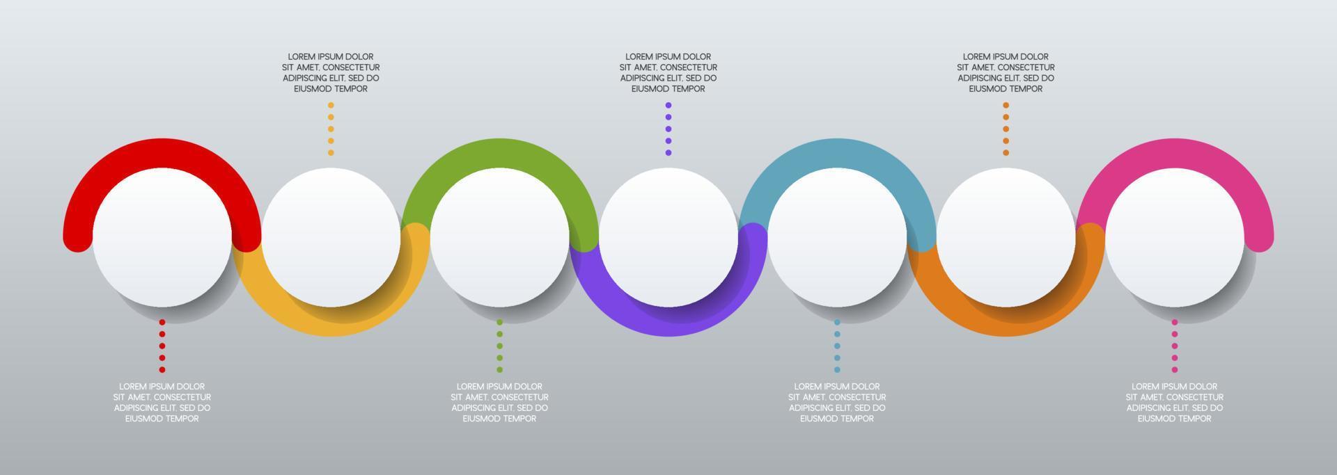 infographie conception modèle et Icônes avec sept les options ou sept pas vecteur