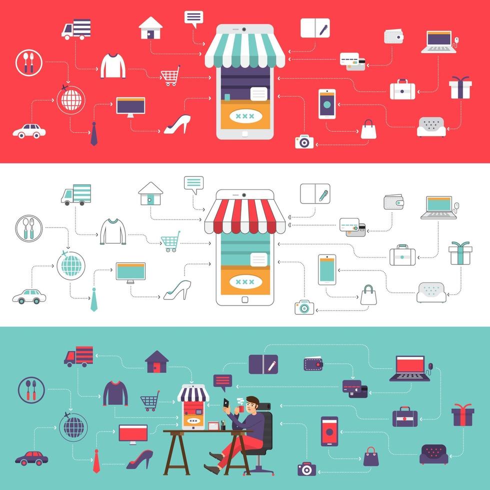 illustration de commerce électronique de marketing numérique vecteur