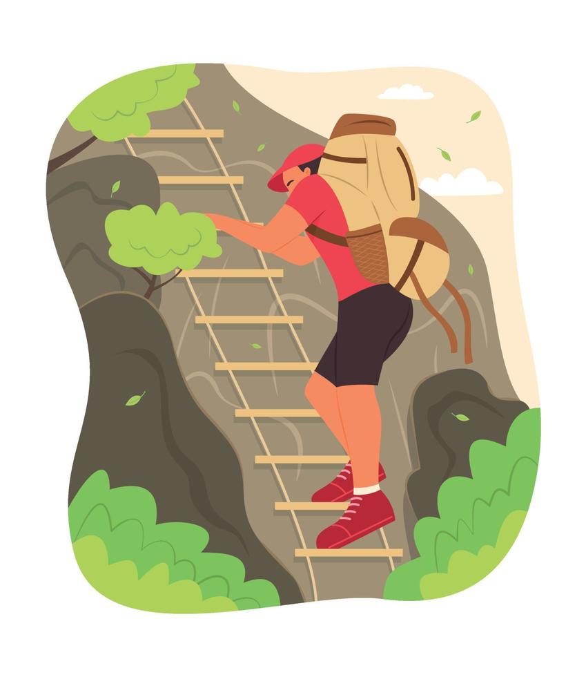homme escalade sur une Roche Montagne concept illustration vecteur