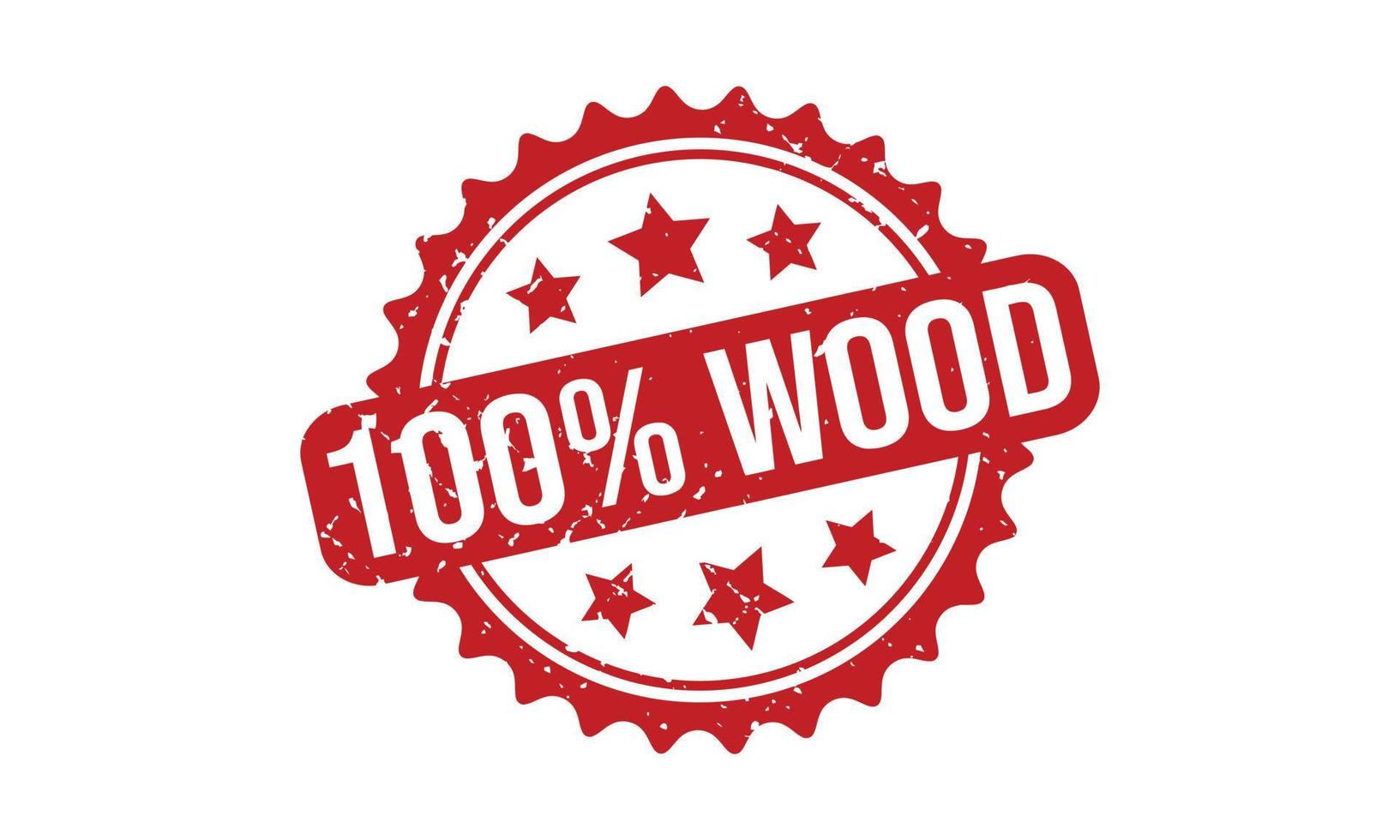 100 pour cent bois caoutchouc timbre vecteur