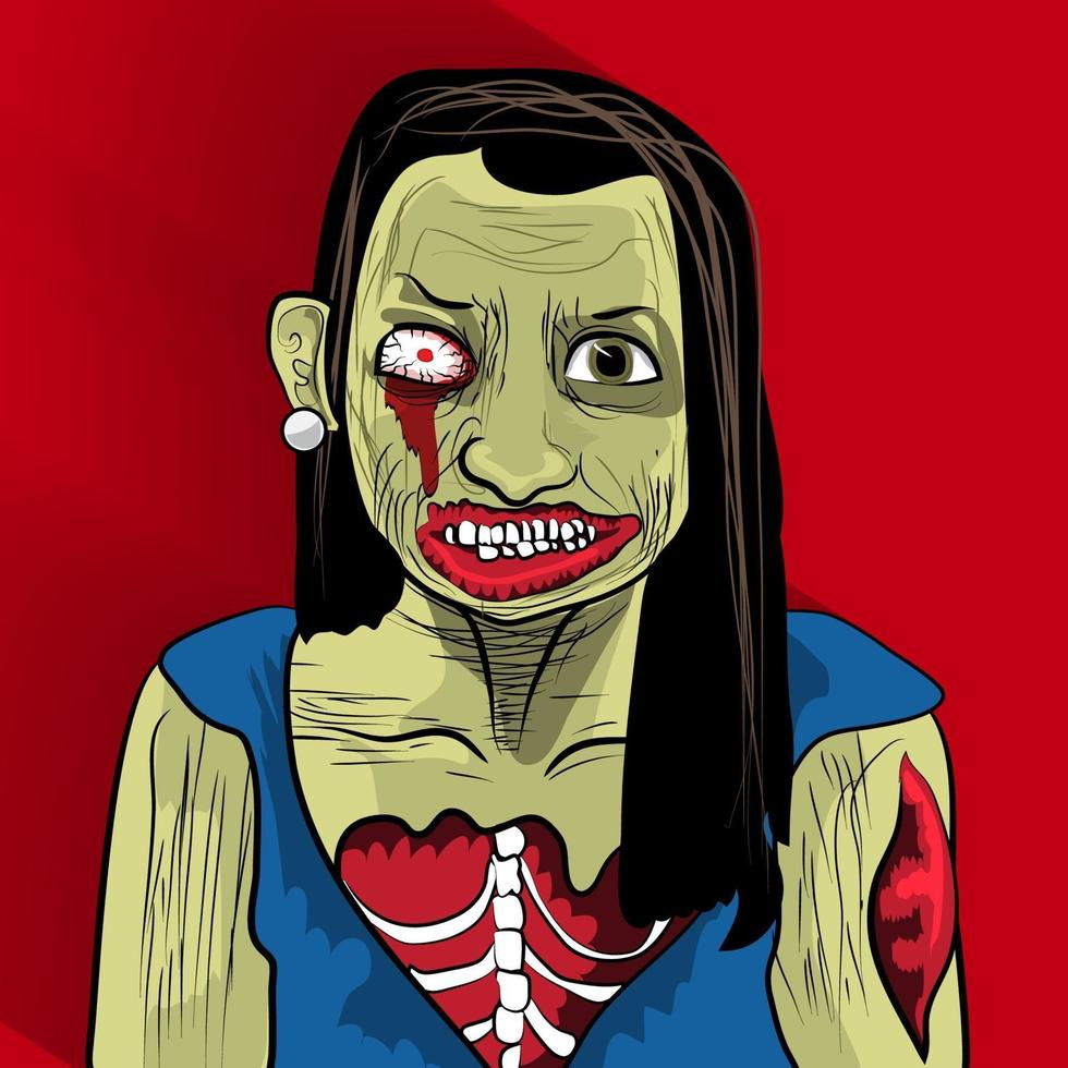 illustrations de femme zombie vecteur