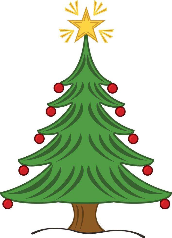 vert vecteur Noël arbre avec baies et Jaune étoile à le Haut